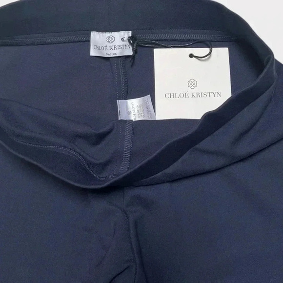 Chloe Kristyn Women's Navy Blue Ponte Ankle Zippers Leggings Pants Size Medium - Picture 5 of 6